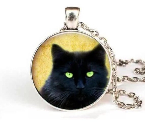 Medallon Collar Gato Negro Mod 1