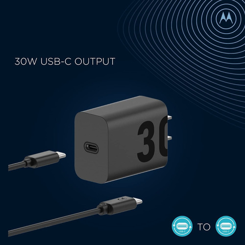 Turbo Power 30w Motorola Original Tipo C G9 Plus Edge 20 Pro Negro