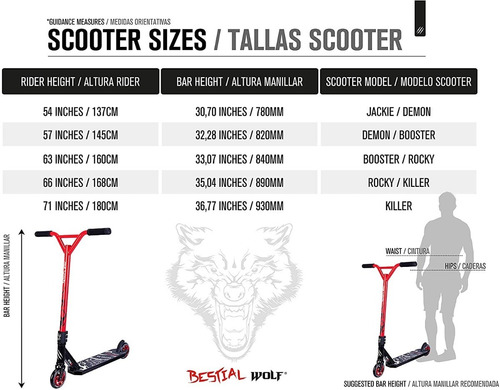 Imagen 6 de 8 de Scooter Pro Bestial Wolf Demon D6 ¡freestyle! Negro Y Rojo