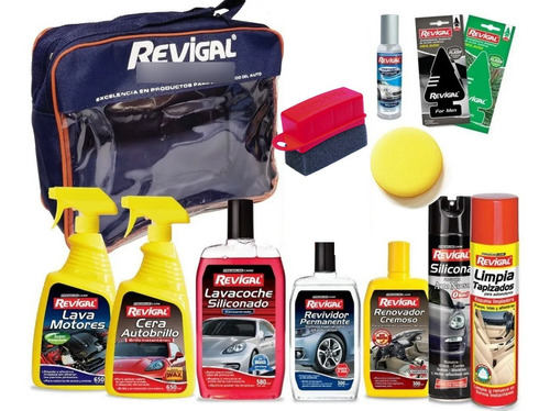 Kit Lavado Premium Azul-5 12 Productos Revigal + Bolso