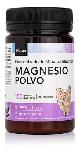 Magnesio En Polvo Concentrado Natier Huesos Energía 150g