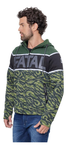 Moletom Canguru Fatal Surf Verde Algodão Conforto Zíper New