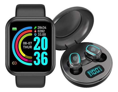 Reloj Inteligente Y68 + Auriculares Inalámbricos Bluetooth A