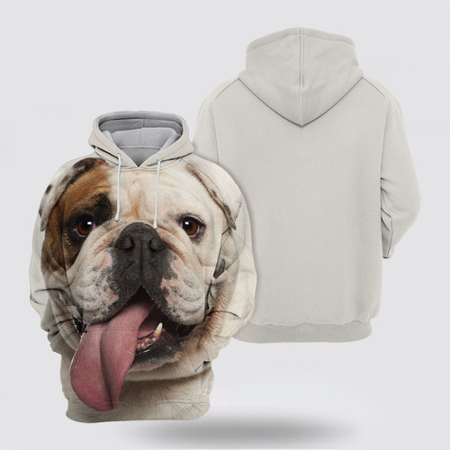 Sudadera Con Capucha Con Estampado Facial De Bulldog Pitbull