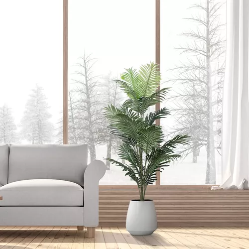 Juego de 2 palmeras artificiales en maceta de plástico, ramas flexibles,  para decorar hogar, restaurante, café u oficina