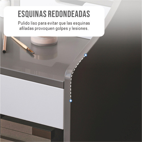 Tocador Blanco Minimalista Con Espejo Y Luces Vanity