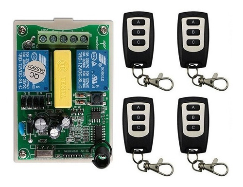 Receptor 315mhz 2 Canales Dc 220v 10a + 4 Controles Remoto