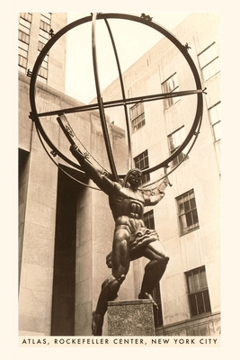 Libro Vintage Journal Atlas Statue, Rockefeller Center, N...