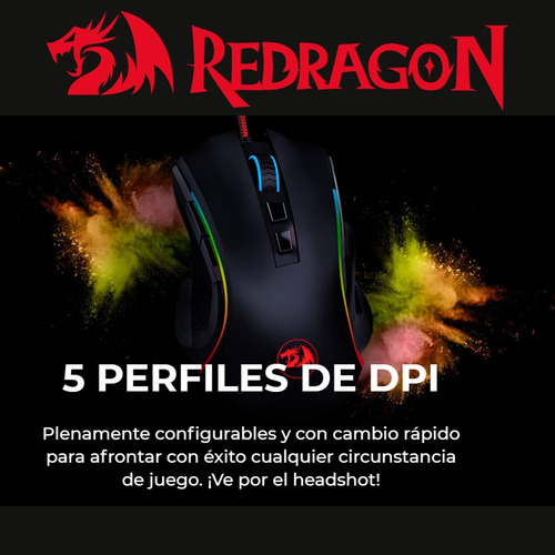 Imagen 5 de 7 de Mouse Gamer Redragon M607 Griffin, Rgb, 7200dpi, 8 Botones