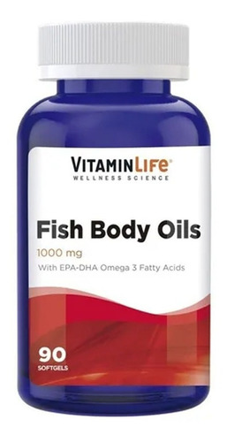 Fish Body Oil 1000 Mg / Omega 3 (90 Cápsulas) Vitamin Life Sabor Sin Sabor