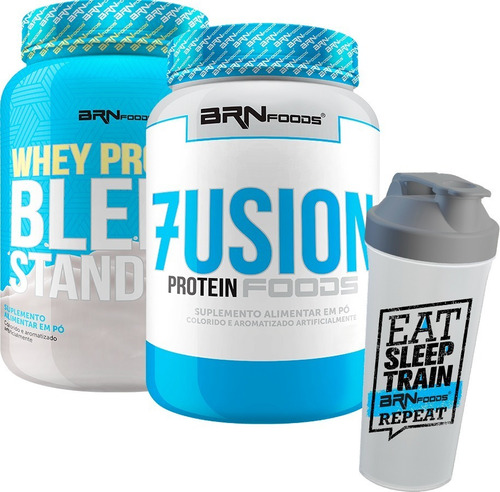 Kit Whey Protein 900g + Whey Protein Blend 900g + Shaker Sabor Morango