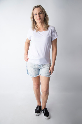 Imagem 2 de 4 de Kit 5 Blusa Feminina Baby Look Brancas Fio 30 Algodão