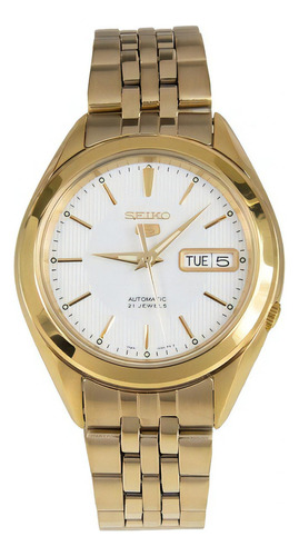 Reloj Seiko Automatic Classic con placa dorada SNKL26k1, color de correa dorado, color del bisel n/a, color de fondo blanco