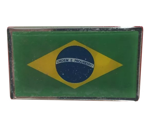 Calco Resinada Bandera De Brasil Borde Espejo 7 X 4 Cm