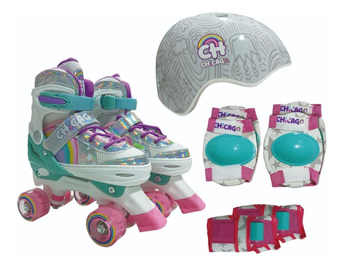 Paquete De Patines Chicago Ajustables Con Accesorios 