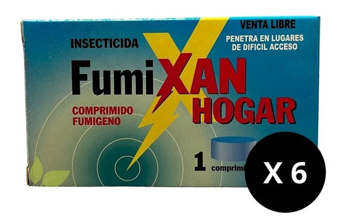 Pack X6 Fumixan Hogar Pastilla Insecticida, Cucarachas Plaga