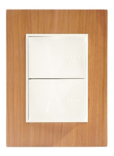 Placa Bauhaus Madera Ciprés Y 2 Interruptores Linea Premium