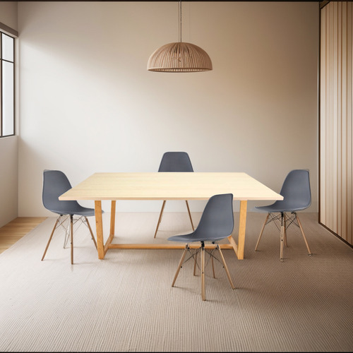 Set De Comedor Contempo Roble 4 Sillas Oslo Mundo In Color Gris