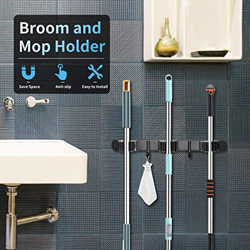 Soporte Para Escoba De Acero Inoxidable Resistente Huryfox,