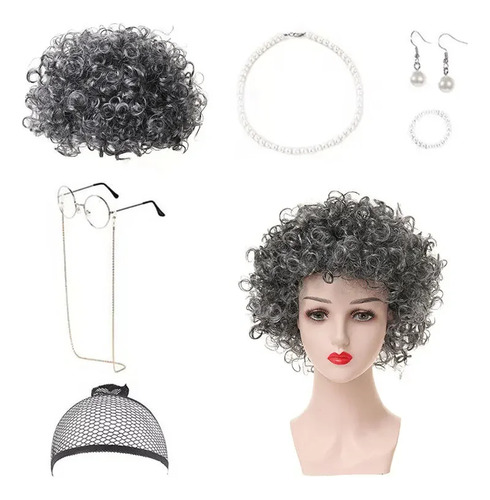 Set De Siete Piezas De Cabello Rizado Castaño Claro - Hallow