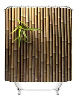 Fangkun - Cortina De Ducha De Bambú Con Impresión 3d Para Ba