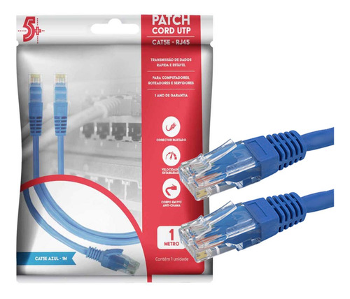 10 Cabo De Rede Rj45 1m Ethernet Patch Cord Cat5e 1 Metro