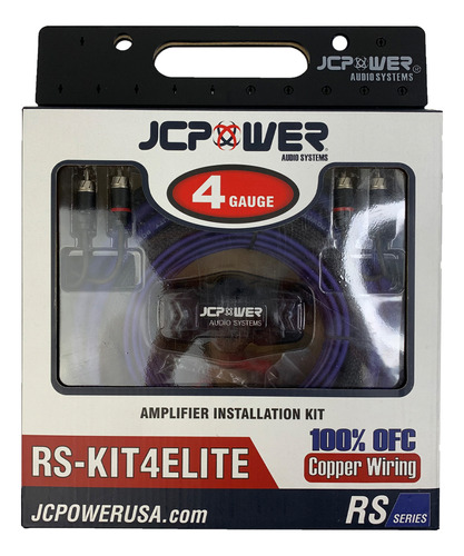 Kit de Instalación para Amplificador JC Power RS-KIT4ELITE RS Series Cableado Calibre 4 100% Cobre OFC 150 Amp