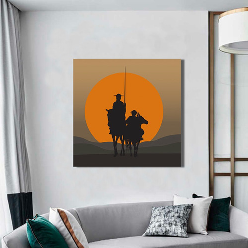 Cuadro Decorativo El Quijote Cervantes 70x70 Artistico 