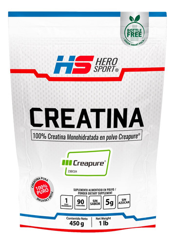 Hero Sport Creatina Monohidratada Creapure 450g. 100% Pura