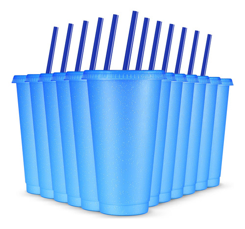 12 Vasos Reutilizables Con Tapas Y Pajitas De 24 Onzas Con P