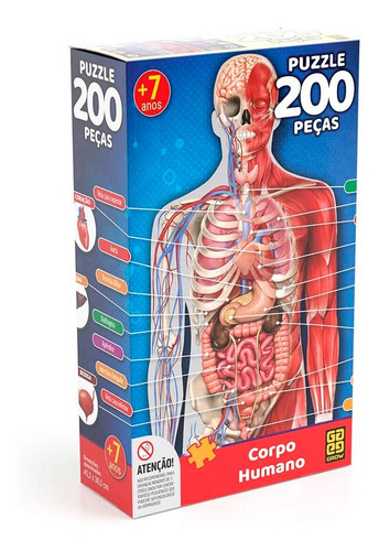 Puzzle Quebra Cabeça Corpo Humano 200 Peças 03937 - Grow