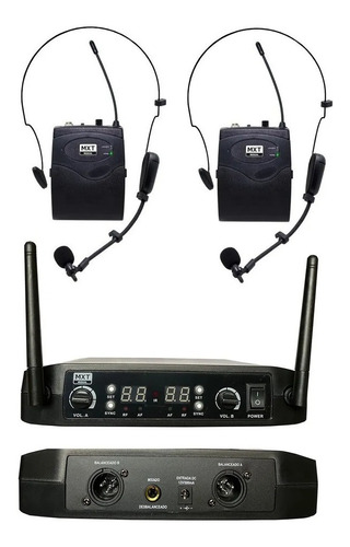 Microfone S/ Fio Mxt Duplo Uhf-256bp Headset/lapela Headset/