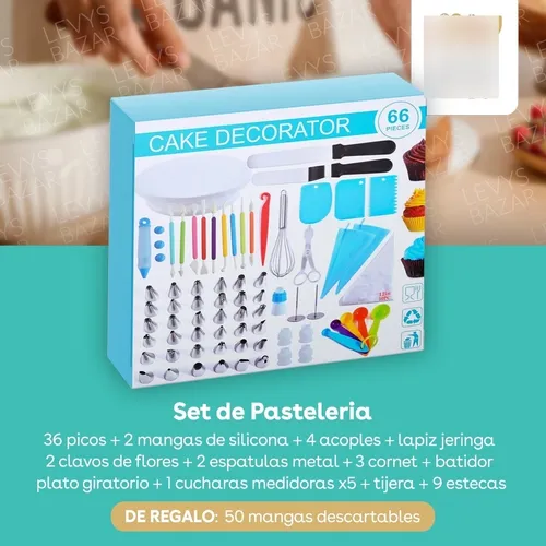 Combo Repostería Plato Giratorio Kit Pasteleria Manga Picos