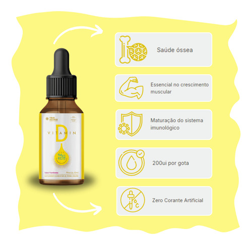 Vitamina D Líquida Sabor Framboesa 30ml - True Source