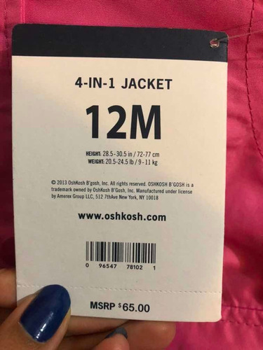 Casaca Y Chaleco Reversible Oshkoshbgosh 12 Meses (bbm71)