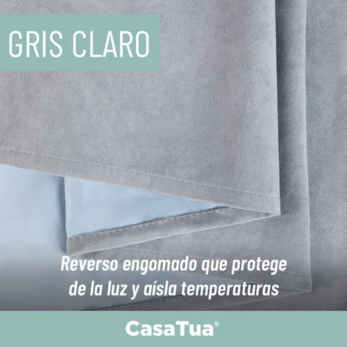 Cortina Blackout 100% 135x220cm Tipo Gamuza Casatua Set De 2 Gris Claro