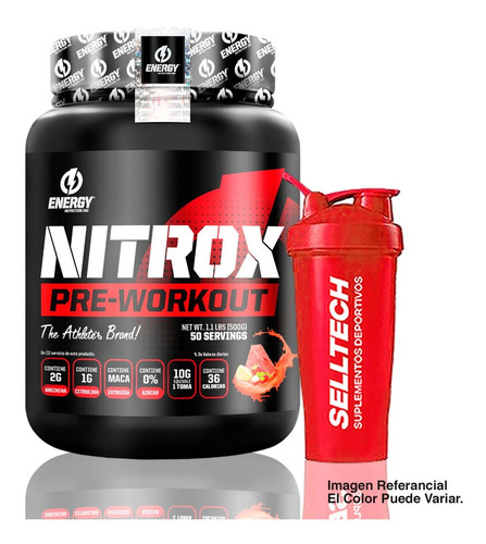 Pre Entreno Energy Nutrition Nitrox 500gr Fruit Punch+shaker