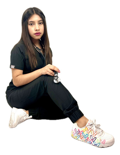 Uniforme Quirurgico Dama Scrub Jogger Stretch Ken-tika Negro Lisa L