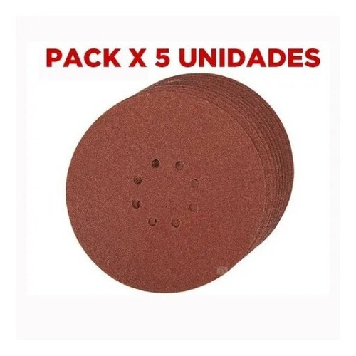 Pack 5 Lijas Equus Gr 180  Velcro 225mm Lijadora Orbital Fc