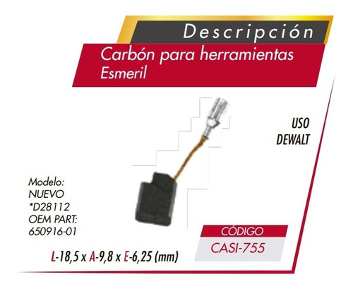 Imagen 1 de 1 de Carbon Casi-755 Esmeril Dewalt Mod Nuevo D28112