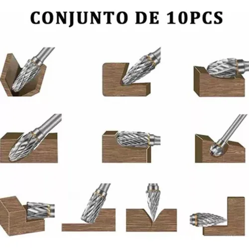 Kit Jogo 10 Fresas Lima Rotativa Metal Duro !