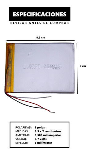 Bateria De Tablet China  3 Polos 3.7v 3500mah