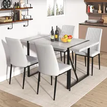 Comprar Juego 5 Sillas Modernas De Mesa De Comedor Con 4 De Cuero Gr