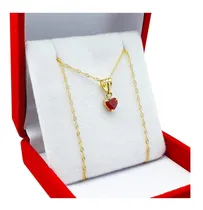 Comprar Conjunto Oro 18k Cadena Singapur Corazón Joyas Colores Joyas