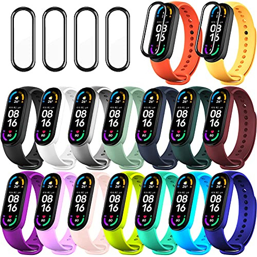 16 Mallas Xiaomi Mi Band 5-6 / Amazfit Band 5 +4 Protectores