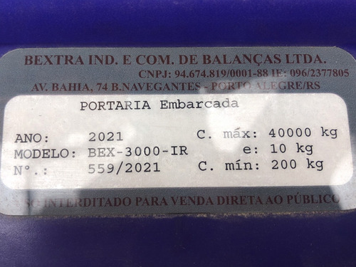 Balança Digital Bextra Bex-3000-ir 2021 P/ Baú E Carroceria