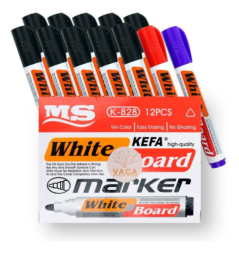 12 Marcadores Para Pizarrón Blanco Colores Pintarron Vaga