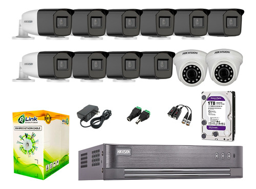 Cámaras Seguridad Kit 12 Hikvision Full Hd 1tb 40m Varifocal