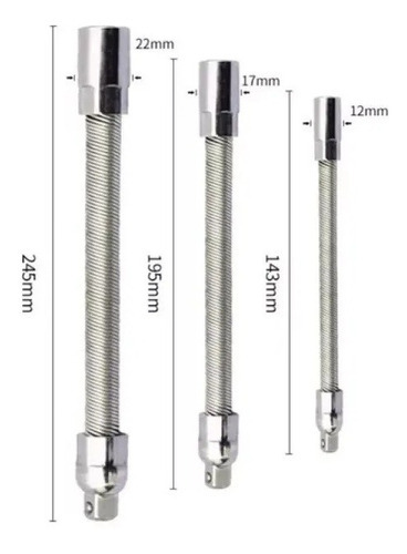 Haste De Extensão Flexível Dobrável De 3 Peças 1/4 3/8 1/2 Tamanho Da Chave 1 Unit