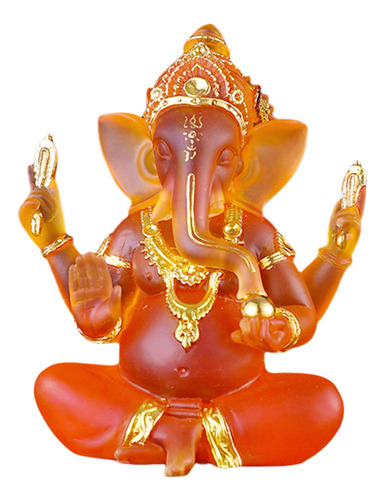 Estatua De Ganesha Dios Arenisca Figura India Naranja